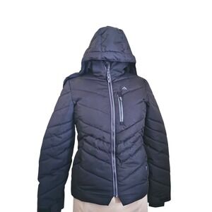 Black Mountain Puffer Jacket Hooded Insulated Winter Ski Snowboard Coat kids 12Y